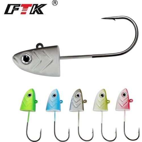 FTK Fishing Hooks 5g 12g 25g crank Jig head hook fishing hook head Jig lure hard bait soft worm jig hook for fishing