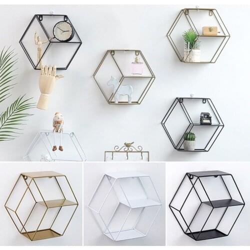 Hexagon Storage Decor Shelf Room Bedroom Wall Home Living Geometric Modern Rack Hot Sale Art