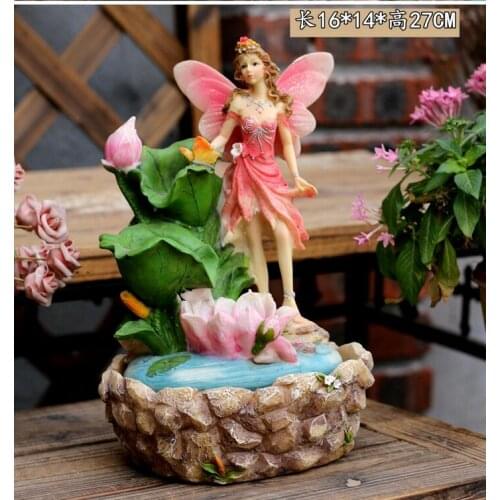 European figure Belle forest fairy Garden decorated with flowing water Landscape living in flowing water Fountain creative wheel