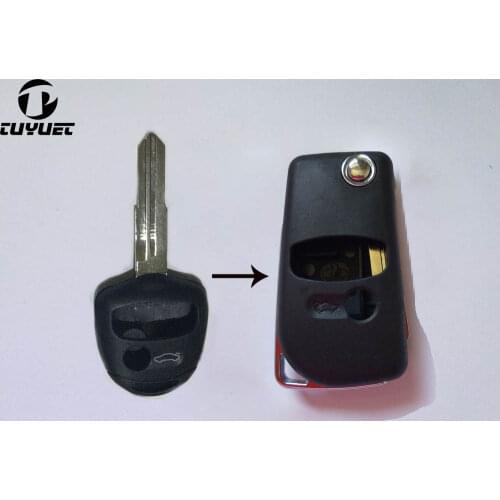 Blank Modified Flip Folding 3 Buttons Remote Key Shell Case for Mitsubishi with Uncut Left Blade