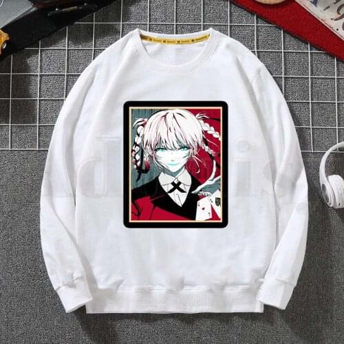 Japanese Manga Anime Kakegurui Yumeko Jabami Hoodies Sweatshirt Print Trend Mens Clothes Hip-Hop Male Crewneck Hoodies Men