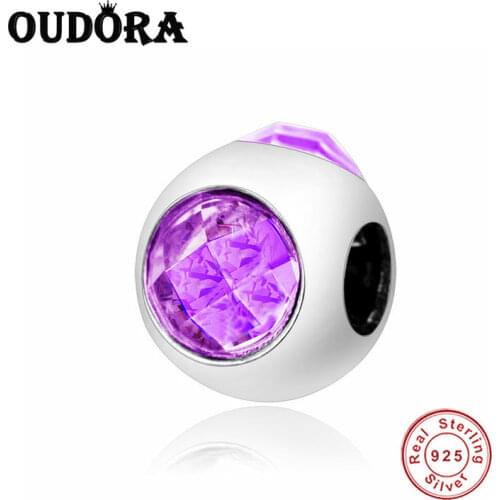 925 Sterling Silver Beads Fit Original Pandora Charm Bracelet 925 Silver 3 Sides Clear Pink Zircon Charm Beads Jewelry Berloque