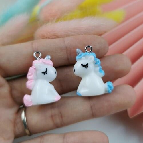 10pcs/pack Kawaii 3D Resin Unicore Horse Charms Fit Jewelry Making Findings DIY Earrings Necklace Keychain Dangle Handmade