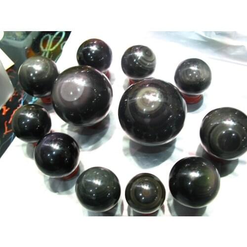 12 Natural rainbow obsidian Crystal quartz Polished sphere ball