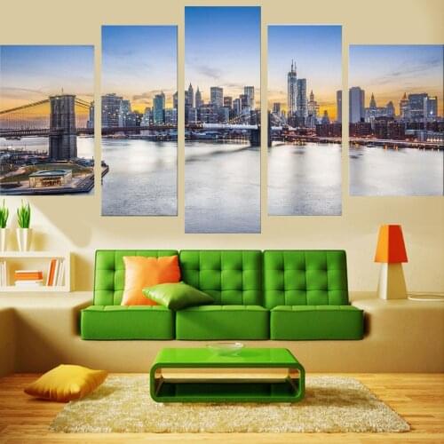 5 Piece Wall Art Canvas Painting Still Life Ancient Sea Bridge Poster Modern Home Decor Frame Bedroom Pictures Modular