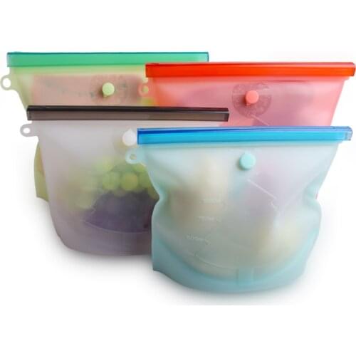 50pcs Silicone Reusable Food Bag Leakproof Containers Reusable Fresh Bag With Date Hand Food Storage Bag Freezer Bag