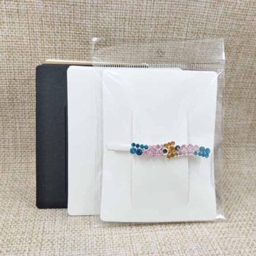 7*9cm 2018 hot white/kraft/black DIY blank hair clip display card women barrette products package card 100pcs +100 plastic bag