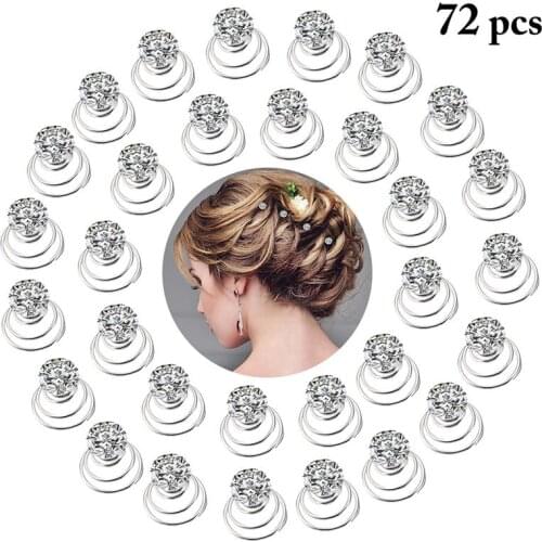 72pcs Bridal Hair Pin Rhinestone Fake Pearl Decor Spiral Hairpin Wedding Headpiece Hair Accessories Wedding Dress Up