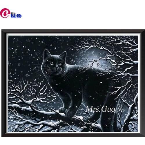 5d Diy Diamond Painting Moonlight Snowflake Black Cat Halloween Diamond Embroidery Animal Handmade Gift Home Decor Cross Stitch