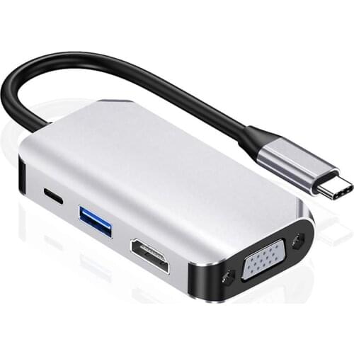 Audio Splitter Type-C To HD 4-in-1 Cable Adapter Aluminum Alloy USB 3.0 Converter Splitter Ty