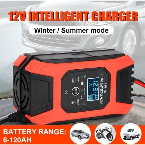 12V 7A Car Battery Quick Charger Repair Kit EU US UK Plug Digital Automatic Smart Auto Truck Off Road 4x4 Motorcycle Accessories