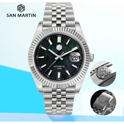 San Martin Men Automatic Watch Jubilee Bracelet Retro Luxury Mechanical Watches Sapphire 100M Waterproof San Martin Watch