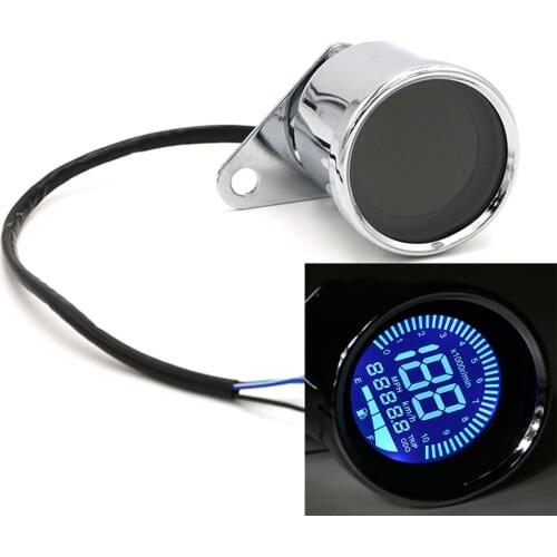 Universal Chrome/Black Motorbike Instrument Display Oil Level Meter LCD Gauge Tachometer Motorcycle Digital Speedometer