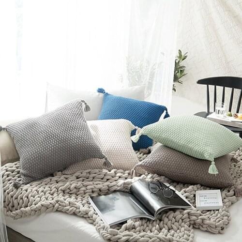 Decorative Pillow Case Fibre Cotton Home Bedroom Pillow Cover Comfortable Soft Knitting Pillowcase Kussens Woondecoratie
