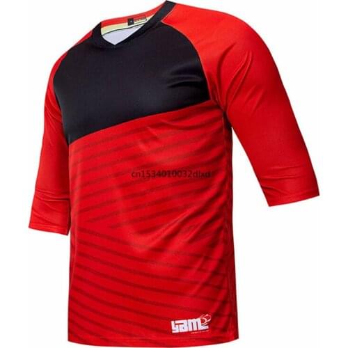 Dirty Bike jersey Red 3/4 Sleeve MTB Downhill BMX Rider Jersey Mountain Bike cycling Jersey Enduro Motocross Jersey Quick Dry