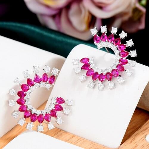 GODKI Brand Delicate Ringent Round Full Cubic Zirconia Shining Stud Earrings For Women Girls Engagement Party High Quality 2021