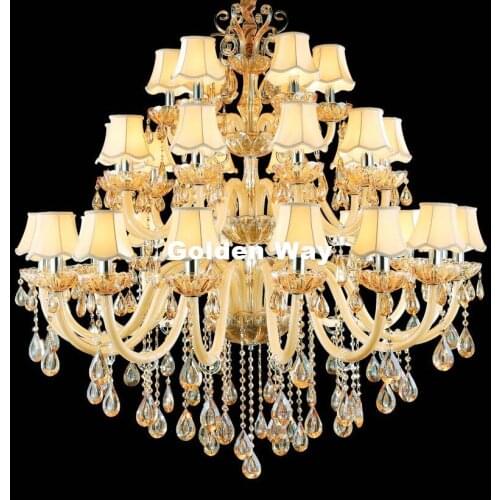 Large Stair Hotel Luxury Crystal Chandelier Modern Champagne White LED K9 Lobby Hotel Lustres De Cristal Candle Chandelier Light