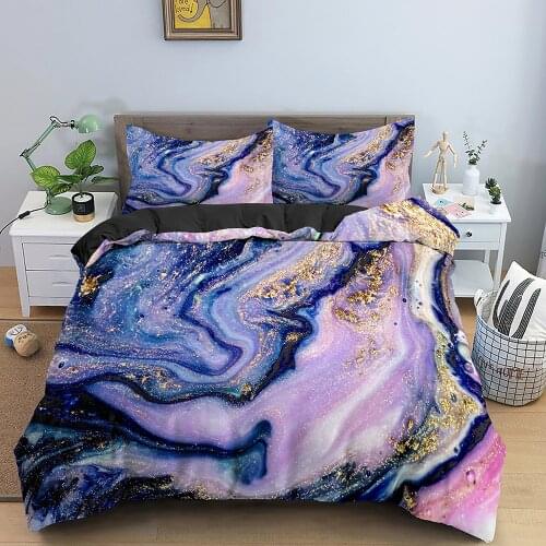 Colorful Marble Printed Duvet Cover Bedding Set Abstract Quilt Cover with Pillow Case Comforter Set for Adult Kids Siz