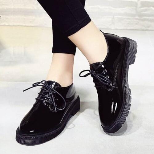 LIHUAMAO Dress leather shoes women flats shoes Comfort casual lace up derby shoes oxford sneaker office lady oxford shoes