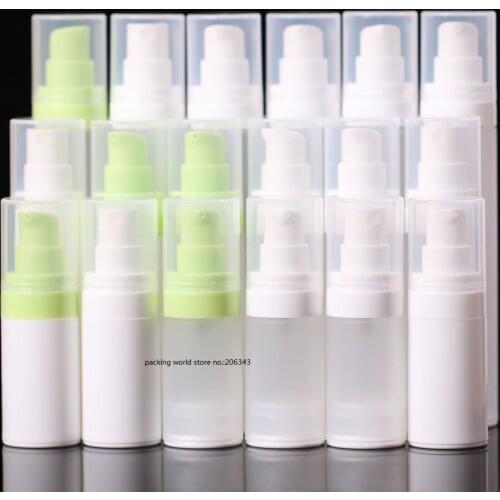15ml frosted/white airless bottle white/green pump ,transparent lid for serum/foundation/lotion/emulsion cosmetic packing