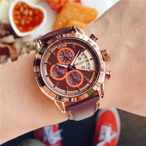 MEGIR Top Luxury Brand Men Sport Watches Quartz Chronograph Business Waterproof Watches Male Watch Clock Men Relogio Masculino