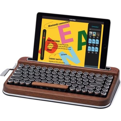 PENNA Retro Style Bluetooth Mechanical Keyboard 85Key Cherry MX Swift Keyclick Steam Punk Tablet/Phone/PC/MAC/iPAD Dark Wood