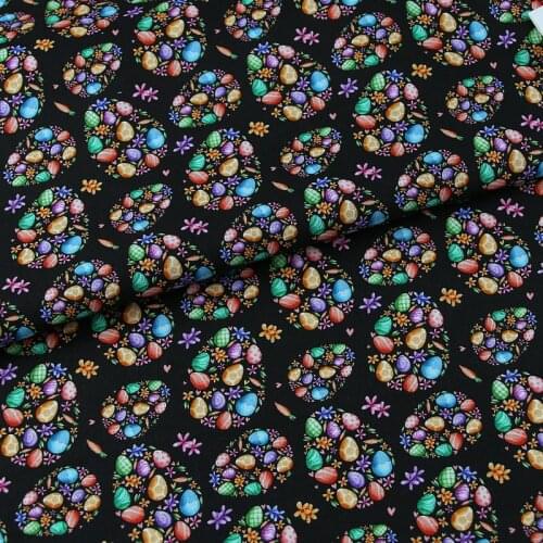 Cartoon Colorful Easter Eggs 100% Cotton Fabric for Patchwork Hometextile Backpacks Slipcover Cushion Cover DIY Material