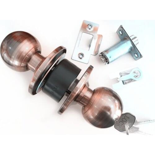 RONGYAO Red Bronze Home Door Locks Round Ball Door Knob Set Bathroom Handle Lock with Key for Home Door Hardware Stainless Steel