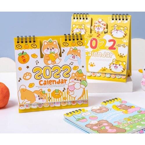 14 Design Cartoon Rabbit Desktop Calendar 2021 2022 Double Schedule Planner Annual Agenda Organizer Office Girl Gift
