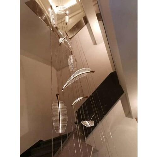 Hotel customized non-standard shopping mall sales office sand table duplex building villa corridor feather leaf art chandelier