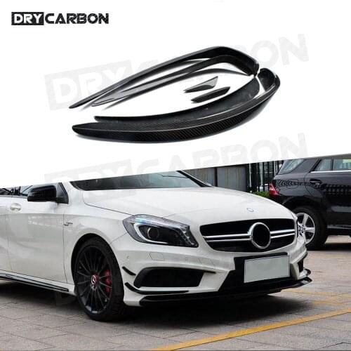 Front Bumper Fins Air Vent Splitter Cover Carbon Fiber For Benz A Class W176 A180 A200 A260 A45 Sport 2013-2015