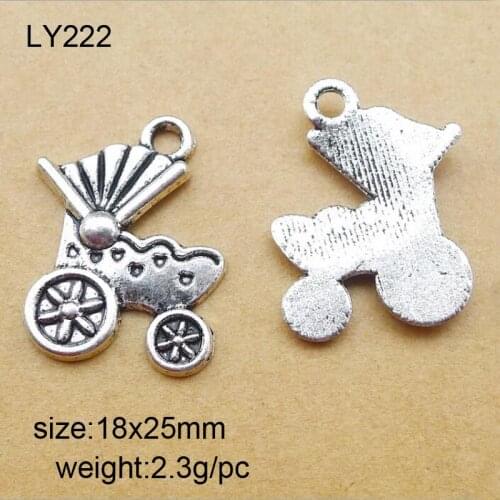 18x25mm Antique Silver Zinc Alloy Baby Stroller Charms Pendant Fit For Jewelry Making 25PCS/lot