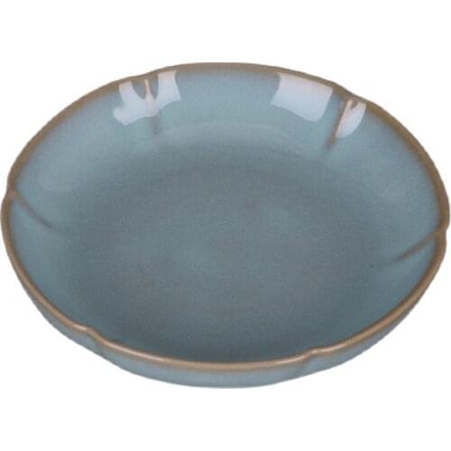 Early collection of antique imitation Song Ru kiln sky celadon glaze nailed sunflower wash dish decoration