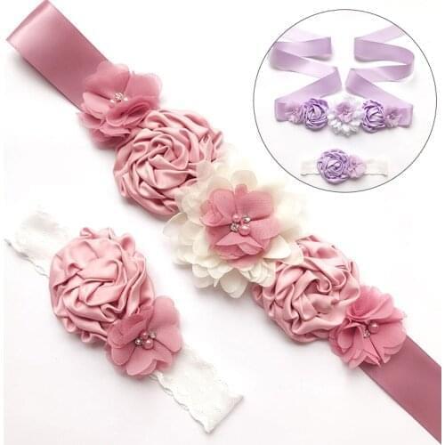 New Fashion Women Girls Waist Belts Long Ribbon Chain Flower Belt Girls Wedding Bridal Waistband For Party Dress Accessories