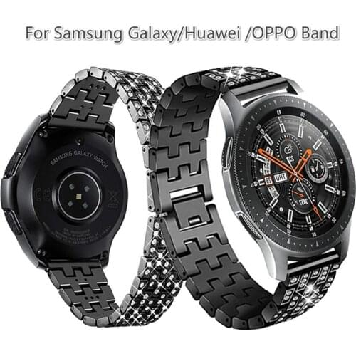 Diamond Strap for Samsung Galaxy Active 2 /S3 20mm 22mm Band for Oppo Band Watch Bands Stainless Steel Loop Straps