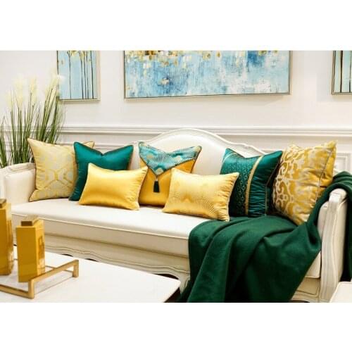 Luxury Chinese Style Dark Green Cushion Covers Soft Embroidery Pillow Cases Home Decorative for Sofa Pillow Cases