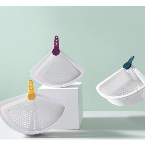 Rotary Telescopic Fruit Vegetable Drain Basket Triangular Sink Strainer Holder
