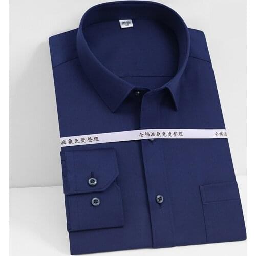 8XL 7XL Plus Man Shirt Long Sleeve 100% Cotton Shirts No-Iron Fashion Men Formal Business Casual Shirts Slim Fit Shirts DA418