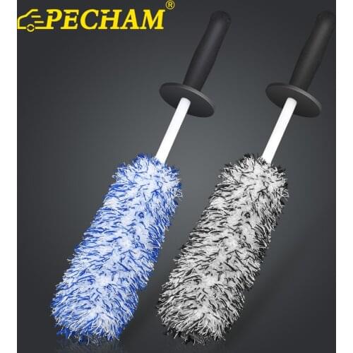 Car Wash Super Microfiber Premium Wheels Brush Non-Slip Handle Easy To Cleaning Rims Spokes Wheel Barrel & Brake Caliper