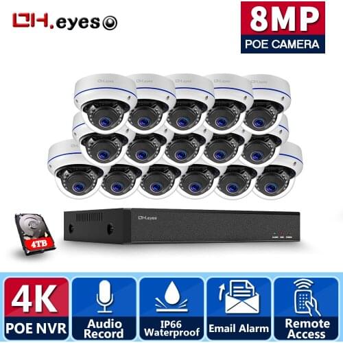 OH.eyes 16CH 4K Ultra HD POE CCTV Security System 8MP IR IP66 Waterproof Outdoor IP Camera Plug&Play Video Surveillance Set