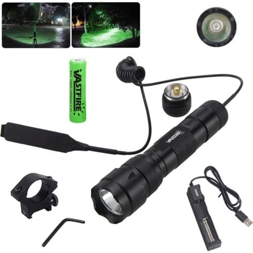 Hunting Light 2000lm Green Q5 LED Flashlight Tactical Torch +18650 Battery+ Mount++Remote Pressure Switch+Charger