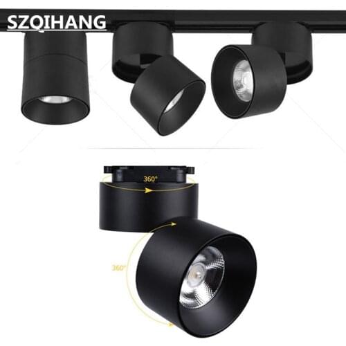 Hot Sales COB LED track lighting 9W/12W/15W/20W 360 Degree Rotatable White/Black shell COB LED Track Spotlights AC85-265V