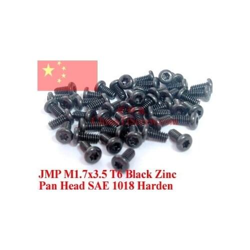 Screw M1.7x3.5 Pan Head Torx T5 Driver Black Zinc ROHS 100 pcs