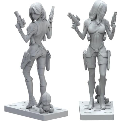 1/24 75mm 1/18 100mm Resin Model Kits Cartoon girl warrior Unpainted No Color RW-314