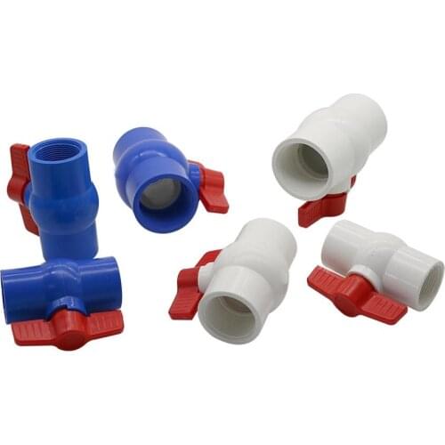 1.25" 1.5" 2" Female Thread PVC Ball Valve Butterfly Switch Garden Irrigation Aquarium Tank Pipe Fittings Blue White 2 Pcs