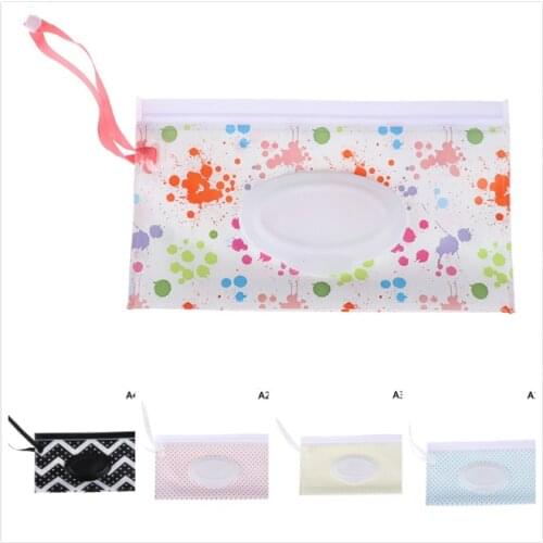 1pcs Easy-carry Wet Wipes Bag Snap-strap Wipes Container Clamshell Cosmetic Pouch Clutch And Clean Wipes Carrying Case