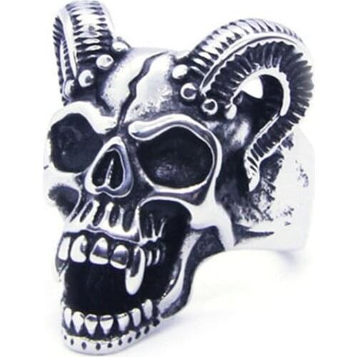 1pc size 7-13 New Arrival Evil Damn Skull Ring 316L Stainless Steel Band Party Man Boy Cool Ghost Skull Ring