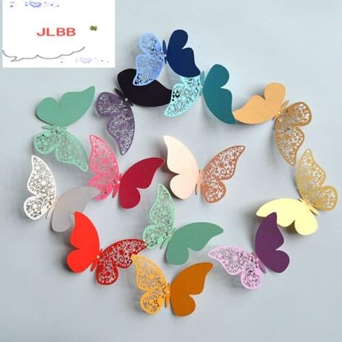 12pcs Half hollow 3D Butterfly Wall Sticker for Wedding Home decoration Butterflies on the wall rooms Decor Multicolor stickers