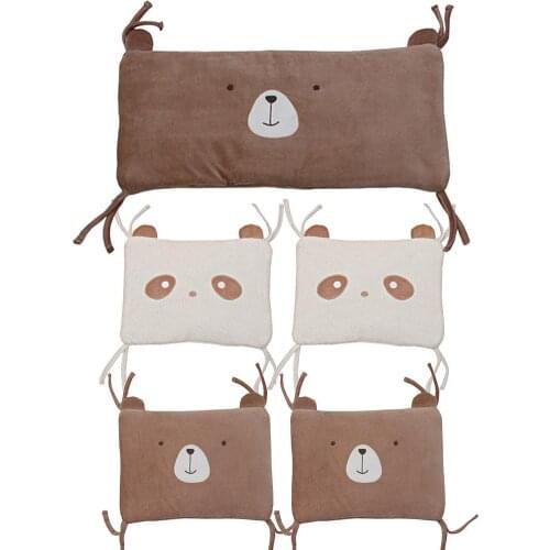 5Pcs/Set Cartoon Bear Baby Crib Bumper Crib Around Cushion Cot Infant Bed Bumper Protector Pillows Newborns Room Decor