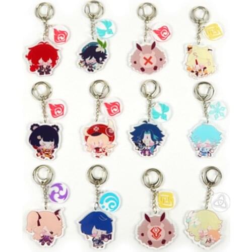 Anime Game Genshin Impact COSPLAY KLEE XIAO ZHONGLI VENTI Peripheral Products Acrylic Keychain Holiday Birthday Gift